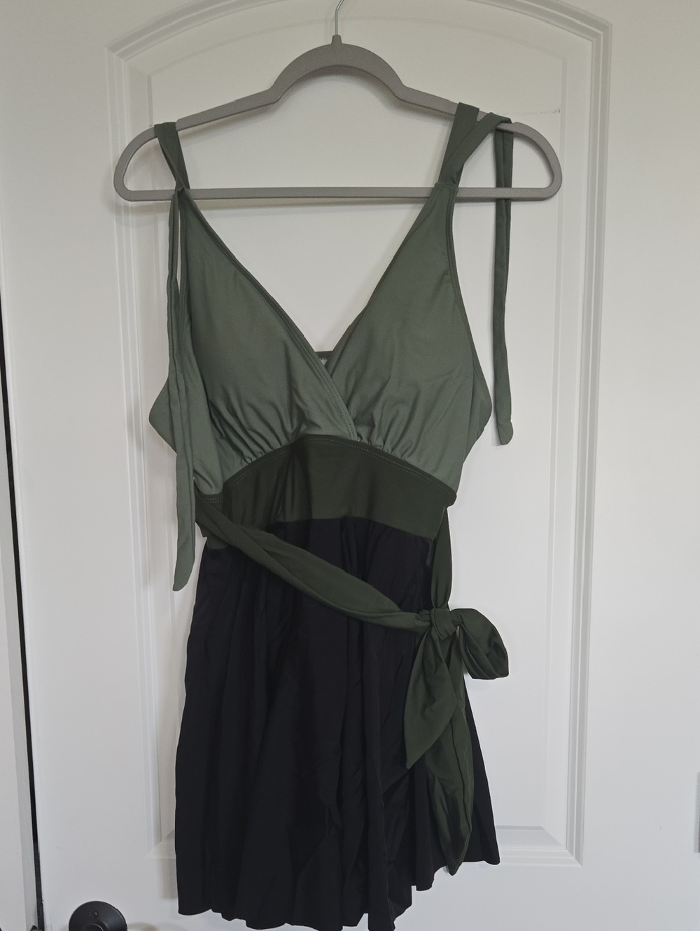 BloomChic Olive Green and Black Accent Swim Dress